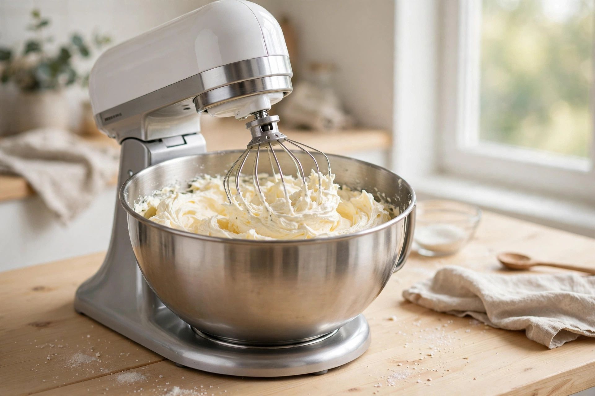 Beating butter and sugar pale and fluffy in a large mixing bowl for xmas cookie dough